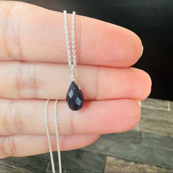 Blue Sandstone Sterling Silver Necklace - Picture 3 of 9